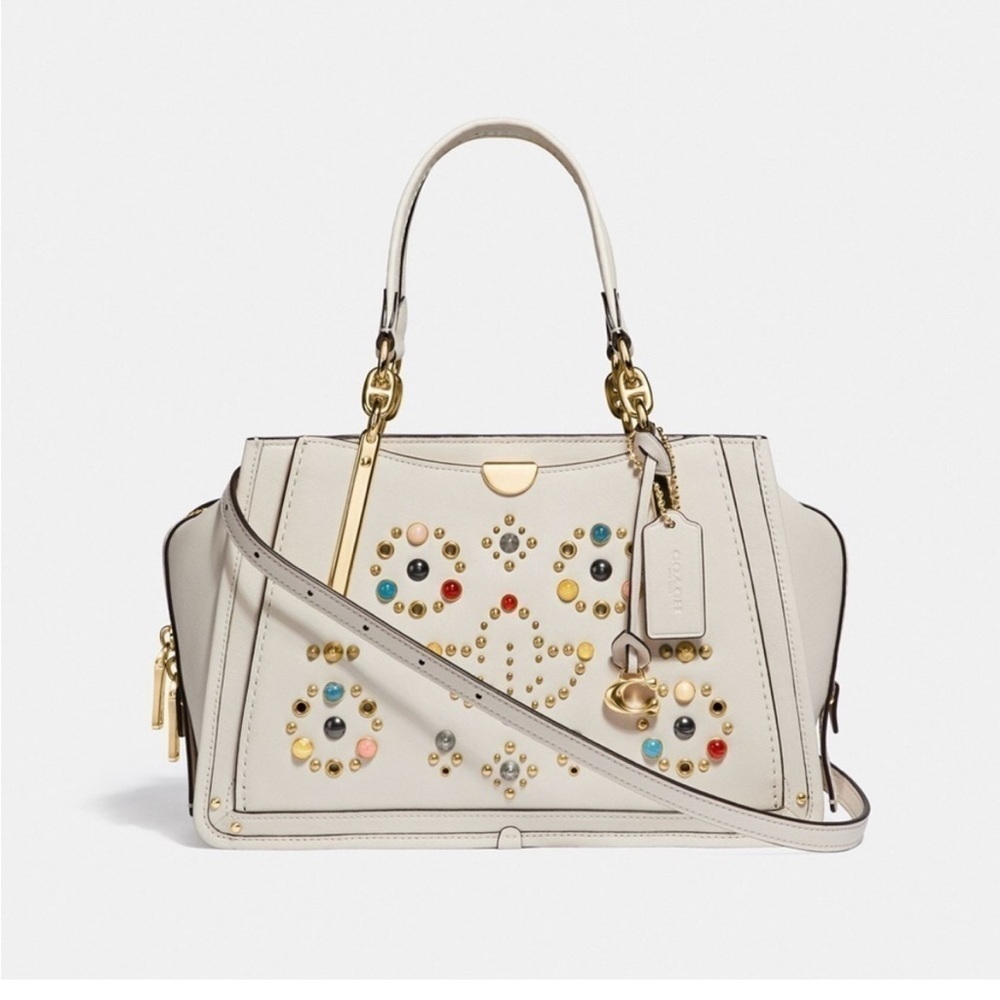 NWOT Coach Dreamer 21 Gorgeous Satchel w/ Multicolor Studs. Year round style!